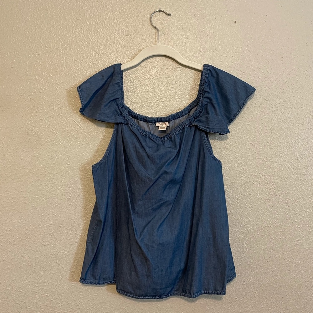 J Crew Denim Off the Shoulder Top